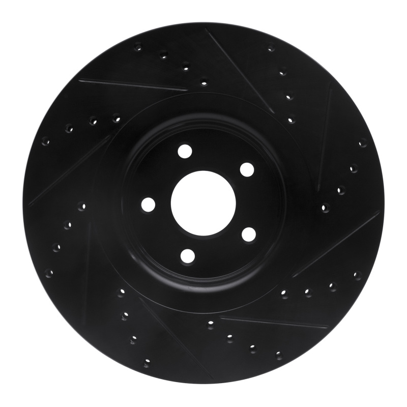 Ford Focus Brake Rotor (1) - Front Left - R1 Concepts - Drilled & Slotted - Black - `14-`19